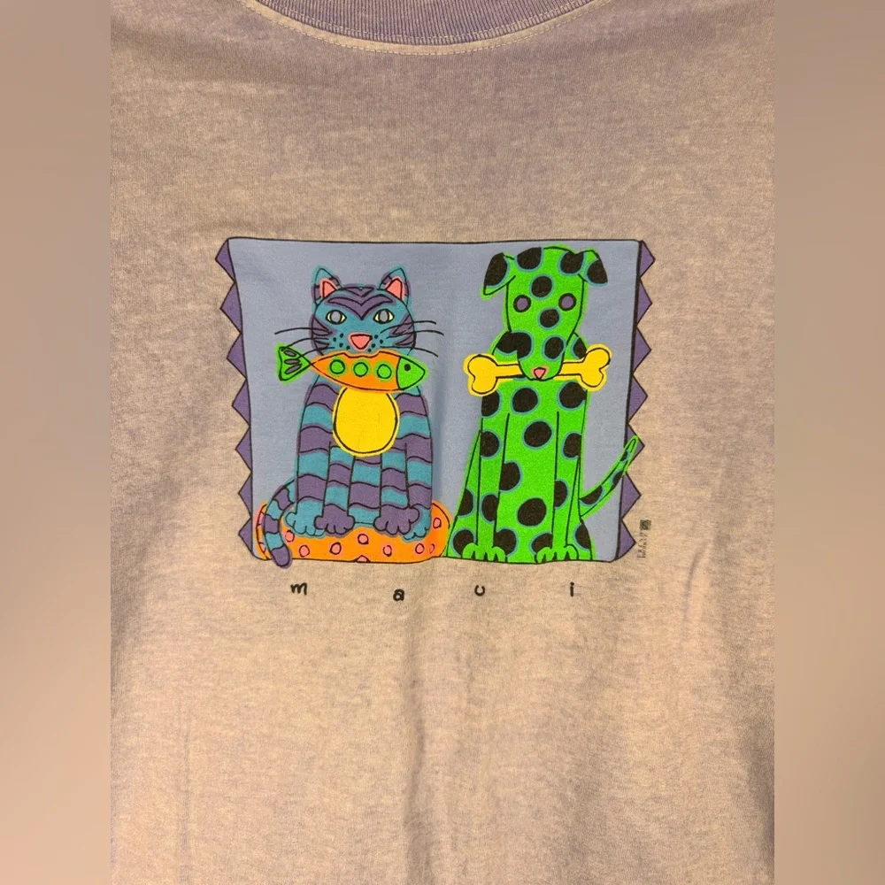 Vintage Purple Cat & DogMaui Graphic Tee Set